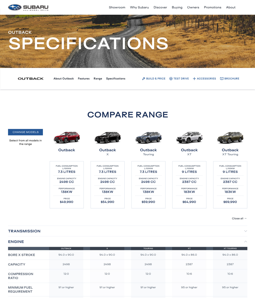 Subaru specifications 2025