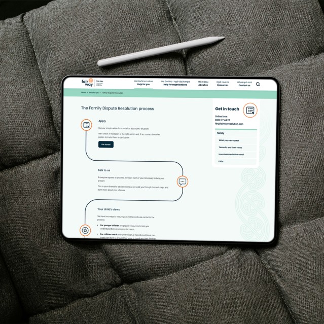 fairwayresolution.com/help-for-you/family shown on an iPad