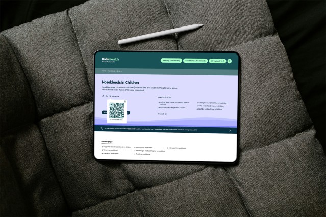 QR Codes on KidsHealth website